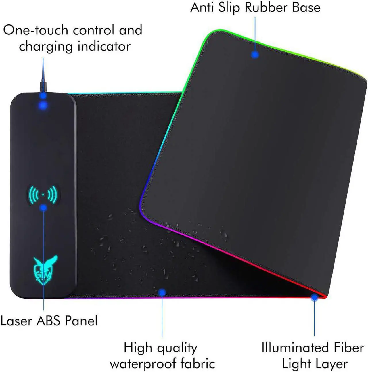 Alt view image 2 of 6 - Wireless Charging RGB Gaming Mouse Pad 10W, LED Mouse Mat 800x300x4MM, 10 Light Modes Extra Large Mousepad Non-Slip Rubber Base Computer Keyboard Mat for Gaming, MacBook, PC, Laptop, Desk