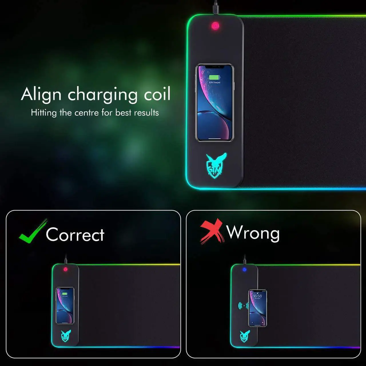 Alt view image 5 of 6 - Wireless Charging RGB Gaming Mouse Pad 10W, LED Mouse Mat 800x300x4MM, 10 Light Modes Extra Large Mousepad Non-Slip Rubber Base Computer Keyboard Mat for Gaming, MacBook, PC, Laptop, Desk
