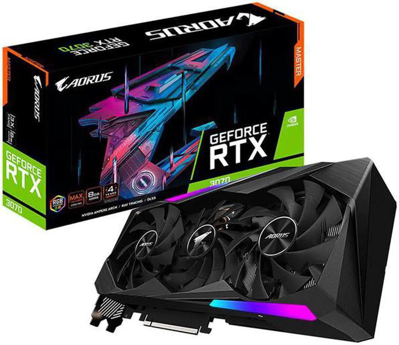 Alt view image 7 of 7 - GIGABYTE AORUS GeForce RTX 3070 MASTER 8G (LHR) Video Card,8GB 256-bit GDDR6 PCI Express 4.0 x16,1845MHz Core Frequency,DisplayPort 1.4a *3,HDMI 2.1*2, HDMI 2.0*1