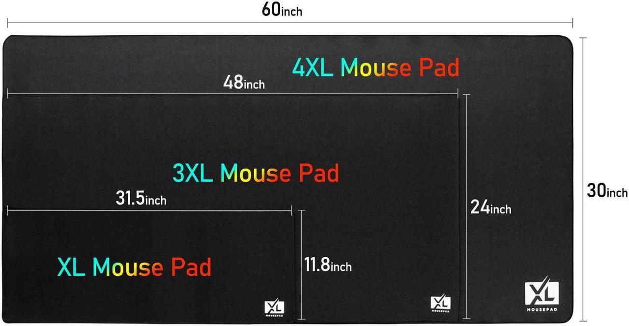 Alt view image 7 of 7 - 3XL Huge Mouse Pads Oversized (48''x24'') - Extra Large Gaming XXXL Mousepad for Full Desk - Super Thick Nonslip Rubber Base and Waterproof Desktop Keyboard Extended Mouse Mat (Black, XXX-Large)