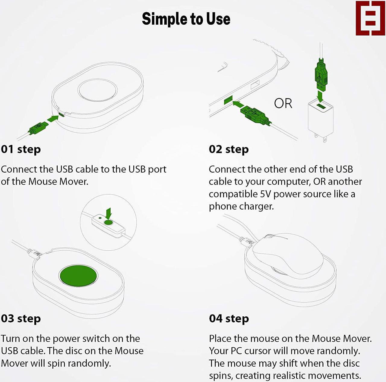 Alt view image 6 of 6 - Beautiful Mouse Mover, Jiggler, Keeps PC Active, Undetectable, No Software, Moves Mouse Randomly Automatically, Texas Born, with US and Imported Parts - Lava