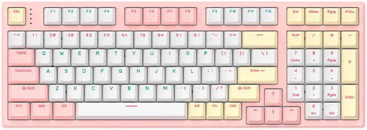 GANSS HS 98T Mechanical Keyboard - Double shot PBT Profile - Wireless 2.4gHz / Bluetooth 5.0 / USB Wired - RGB Backlight (Gateron G Pro Silver Switch, Pink White)