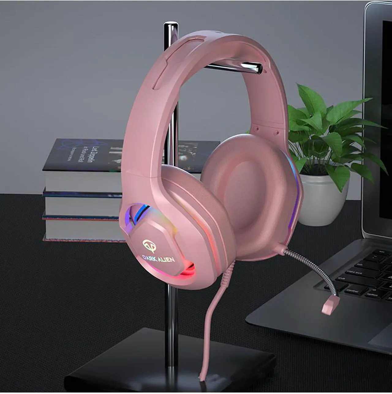 Alt view image 7 of 7 - Corn E600 USB Wired  Gaming Headset with  Noise-canceling Mic, 7.1  Surround Sound, 50MM Drivers, Removable Ear Foam, RGB lighting effect