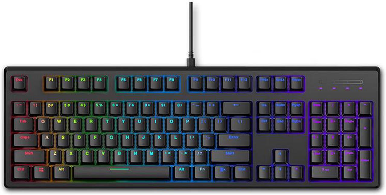 Rapoo V808 Real Standard Wired RGB Backlight Mechanical Gaming Keyboard, Ergonomic Design for Both Gaming and Office Use-104 Keys,PBT Keycaps,Black,Brown Switch