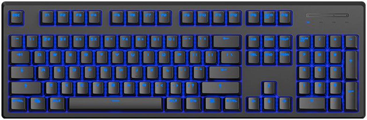 Rapoo V808 Real Standard Wired Blue LED Backlight Mechanical Gaming Keyboard, Ergonomic Design for Both Gaming and Office Use-104 Keys,PBT Keycaps,Black,Red Switch