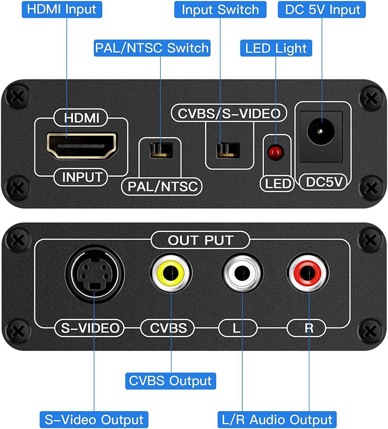 Alt view image 6 of 7 - Av+s-video to hdmi S port  to HDMI AV HDMI S-VIDEO HD full 1080P splitter S-Video & Composite RCA to HDMI Converter AV Adapter - R/L Audio - 1080P Scaler