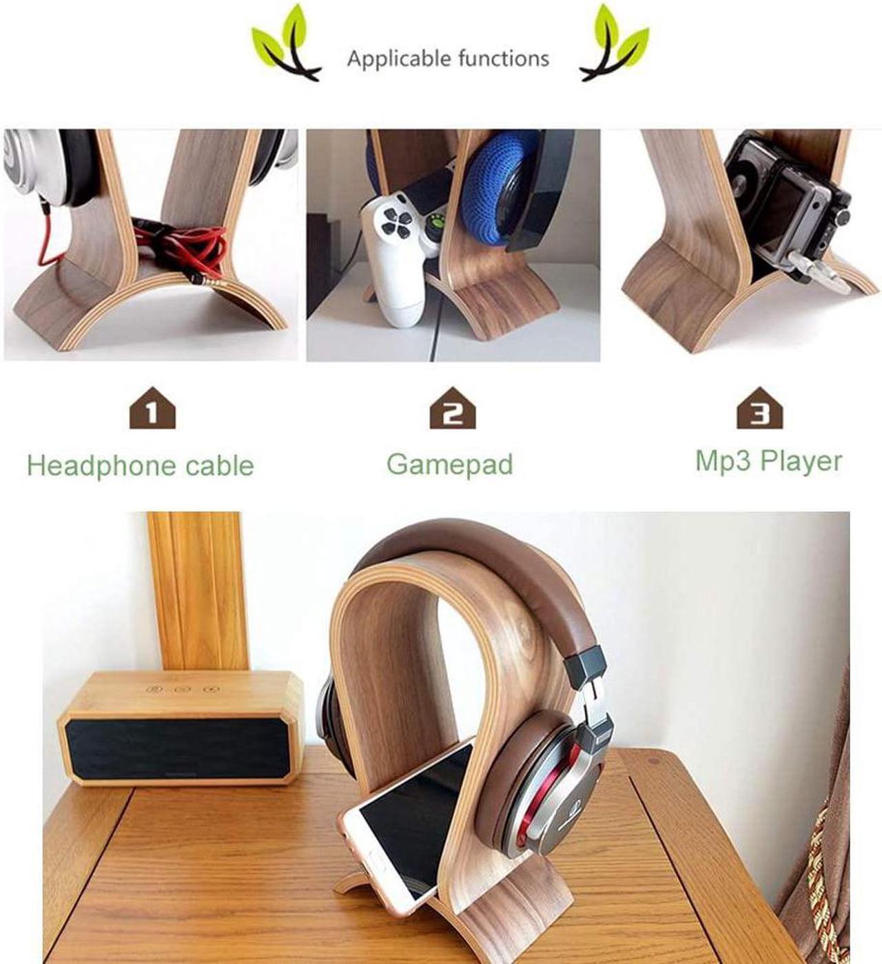 Alt view image 5 of 7 - Headphone Stand Wood,Stand for Headphones,Walnut Finish Gaming Headphone Display Compatible for Sennheiser, Bose, Beats, Razer, AKG, Logitech, HyperX, Sony PS4 et.