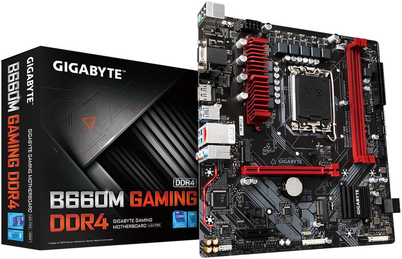 GIGABYTE B660M GAMING DDR4 LGA 1700 Intel 12th mATX Motherboard, with Phases Hybrid Digital VRM with MOS Heatsink, 2 x PCIe 4.0 M.2, 2.5GbE LAN, Rear USB 3.2 Gen 1 Type-C, RGB FUSION 2.0, Q-Flash