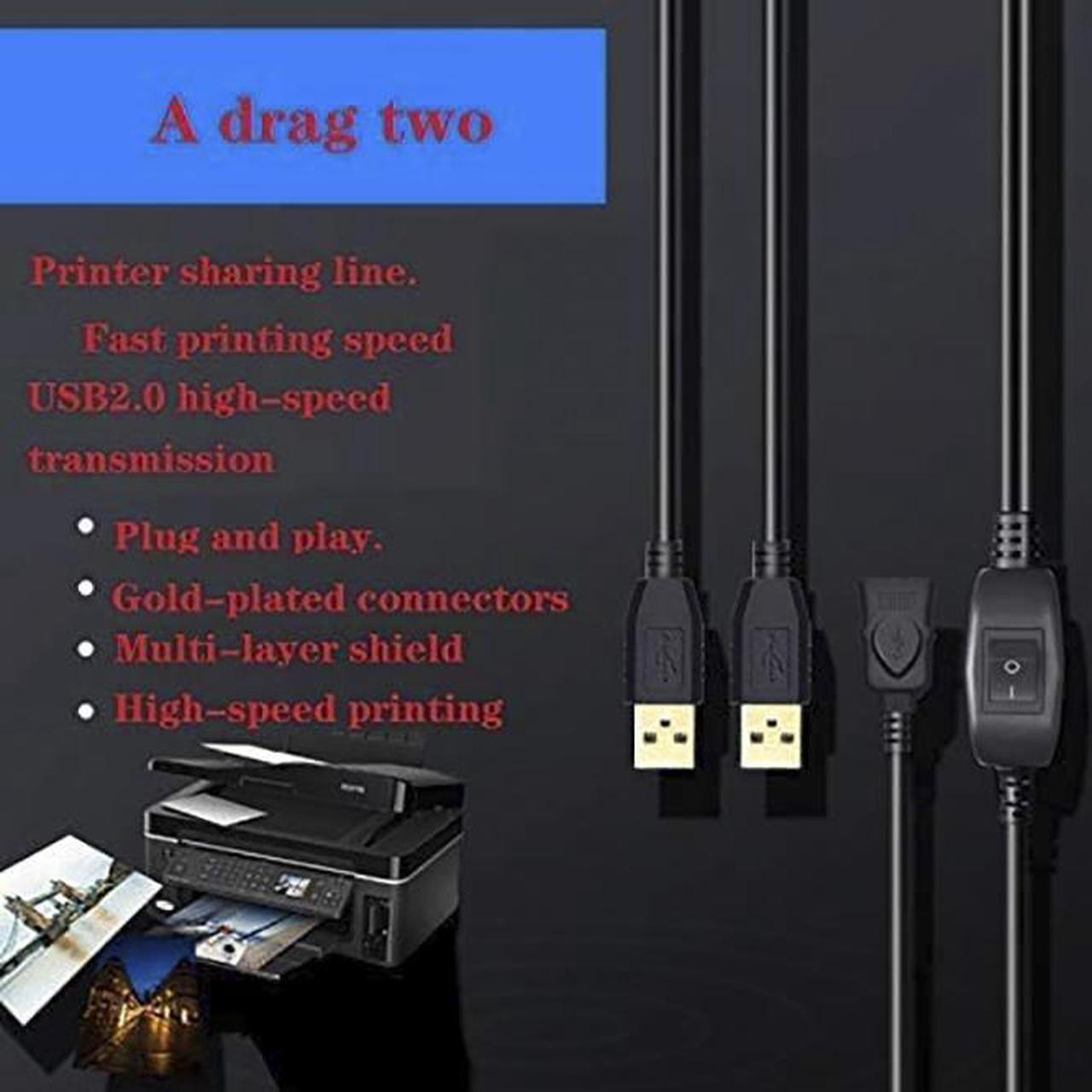 Alt view image 6 of 7 - USB Splitter Cable, USB Female to 2 Male Splitter, Printer Splitter for Two Computers, USB 2.0 Splitter 1 Female 2 Male Printer Cord Splitter Dual USB Y Cable (USB Splitter Cable + Printer Cable)