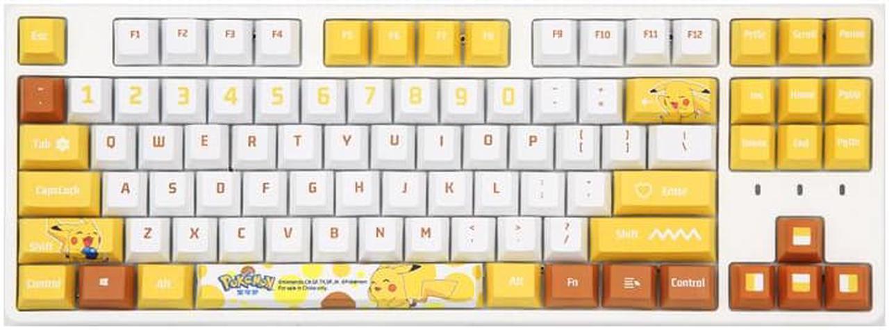 IROK FE87 pokemon Pikachu version, PBT keycap, no light,87 keys Type-C wired Mechanical keyboard,yellow / white,Brown Mechanical switch