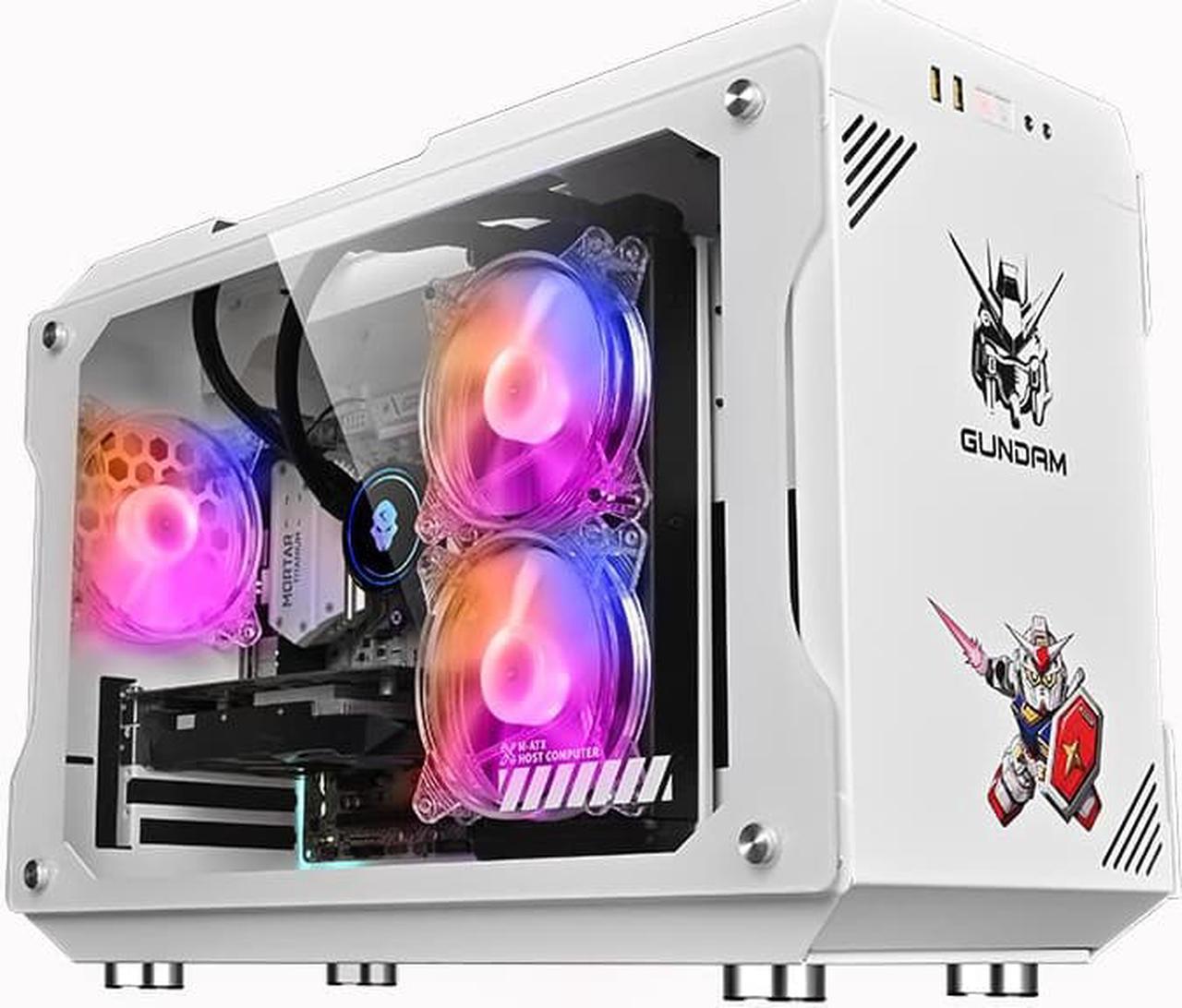 Main image of CORN GUNDAM RX-78-2 Gaming White Computer Case, Micro-ATX Mini-ITX Support 240mm Liquid Cooling