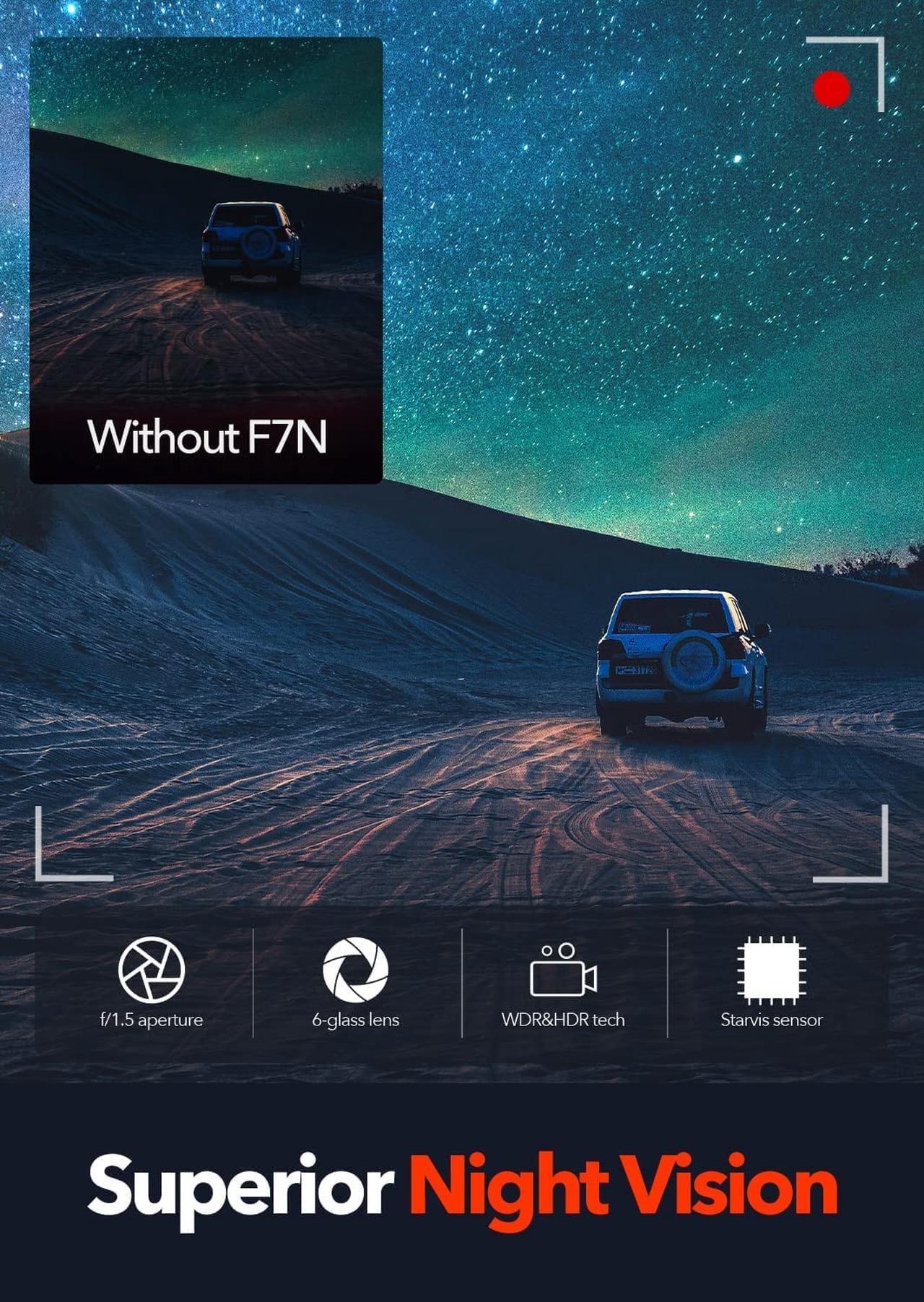 Alt view image 6 of 7 - F7N 4K Dual Dash Cam Built-in WiFi GPS Front 4K/2.5K and Rear 1080P Dual Dash Camera for Cars,3.16 inch Display,170 Deg Wide Angle Dashboard Camera Recorder,Support 256GB Max