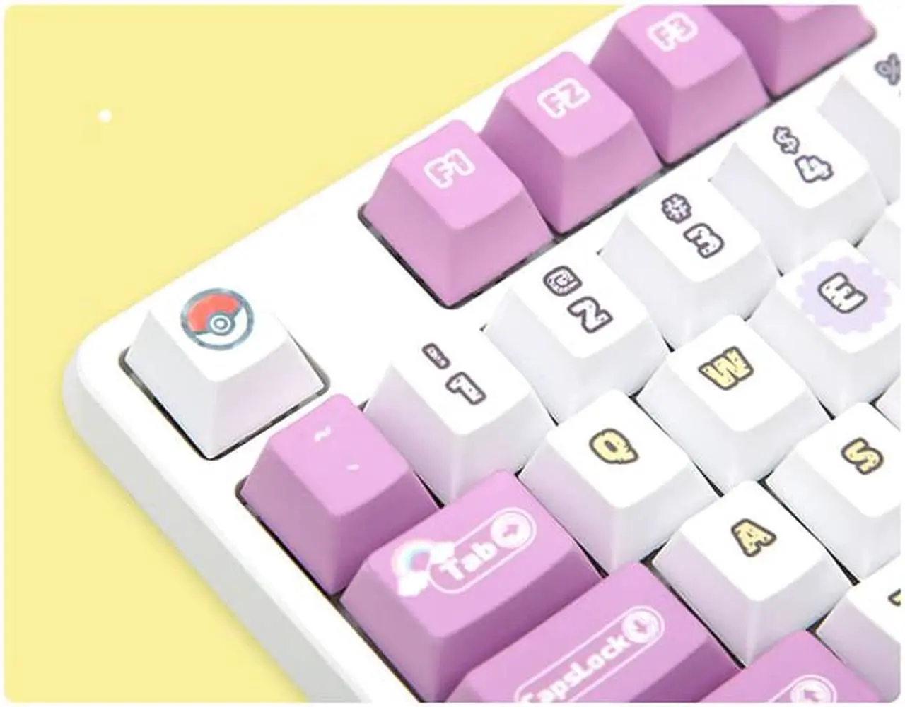 Alt view image 3 of 7 - IROK FE87 pokemon Eevee version, PBT keycap, no light,87 keys Type-C wired Mechanical keyboard, Pink / White,Brown Mechanical switch