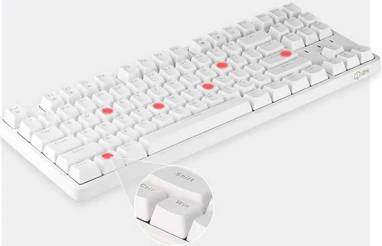 Alt view image 7 of 7 - IROK FE87 pokemon Eevee version, PBT keycap, no light,87 keys Type-C wired Mechanical keyboard, Pink / White,Brown Mechanical switch