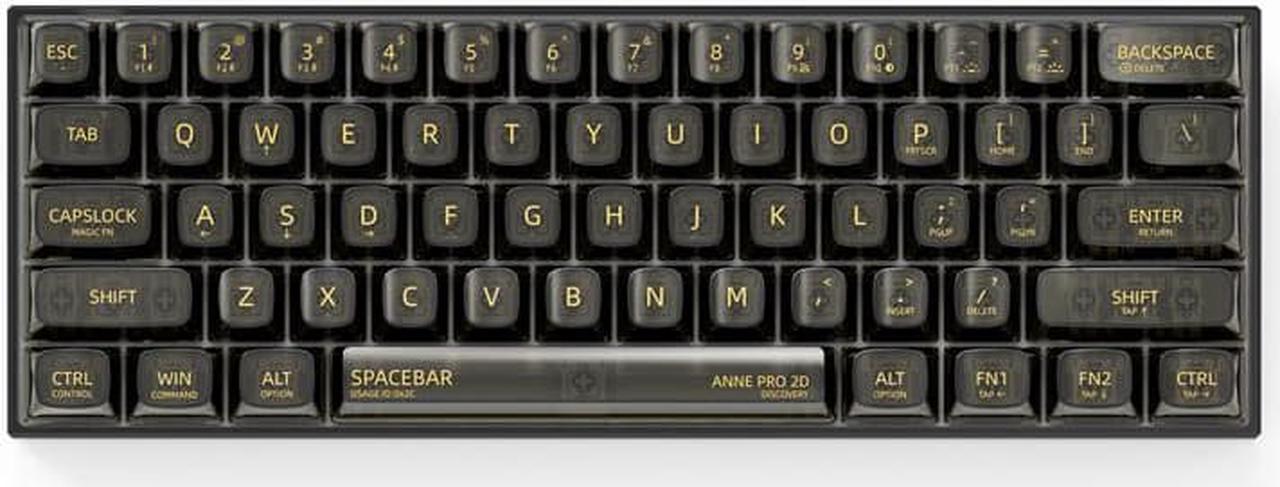 Anne Pro 2D Mechanical Gaming Keyboard 60% True RGB Backlit - Wired/ Bluetooth 5.0 Hot swappable keyswitch, PC clear keycaps, Linux Mac Full Keys Programmable (Kailh box Jellyfish linear Switch,Black)