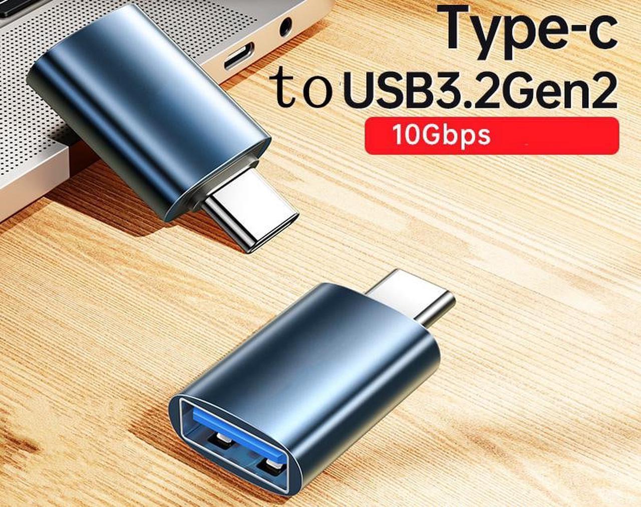 USB C to USB 3.2 Gen2 Adapter, Type C to USB A Data Transfer 10Gbps, Fast Charging/transmission Compatible with USB C Macbook, iPad, Android,PC(2 pack) Blue