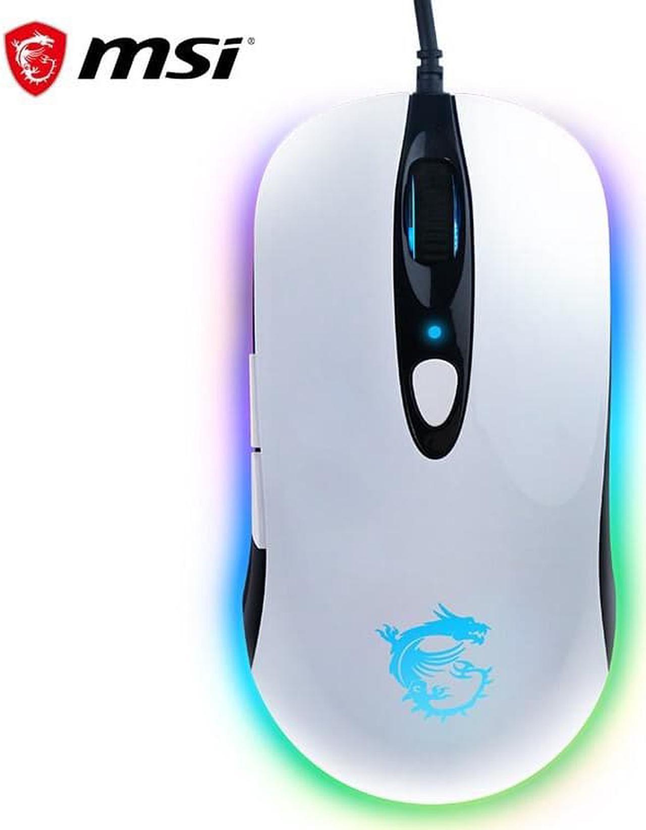 MSI DS-102 RGB V2 Gaming Mouse, Wired, RGB Streamer Faith Dragon Soul Light Gaming Gouse, Custom Macro, Maximum 10000DPI-White