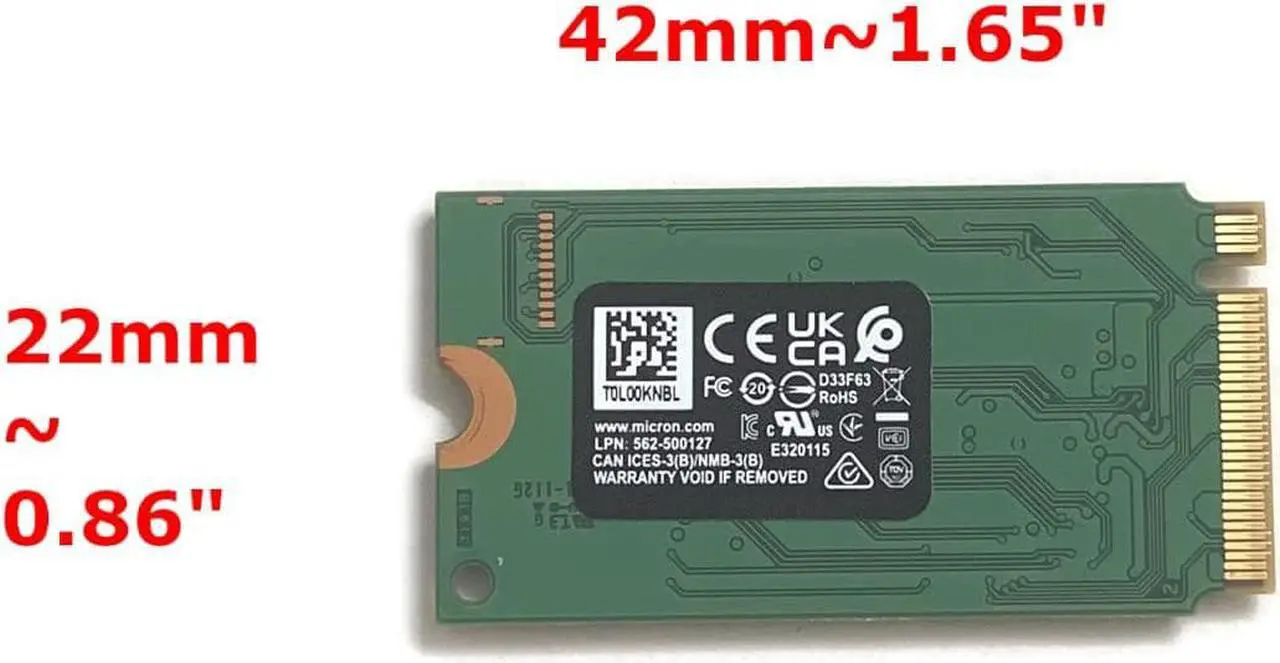 Alt view image 2 of 2 - Micron SSD 1TB M.2 2242 42mm NVMe PCIe 4.0 MTFDKCD1T0TFK 2450 Series Solid State Drive for Lenovo Dell HP Laptop Ultrabook