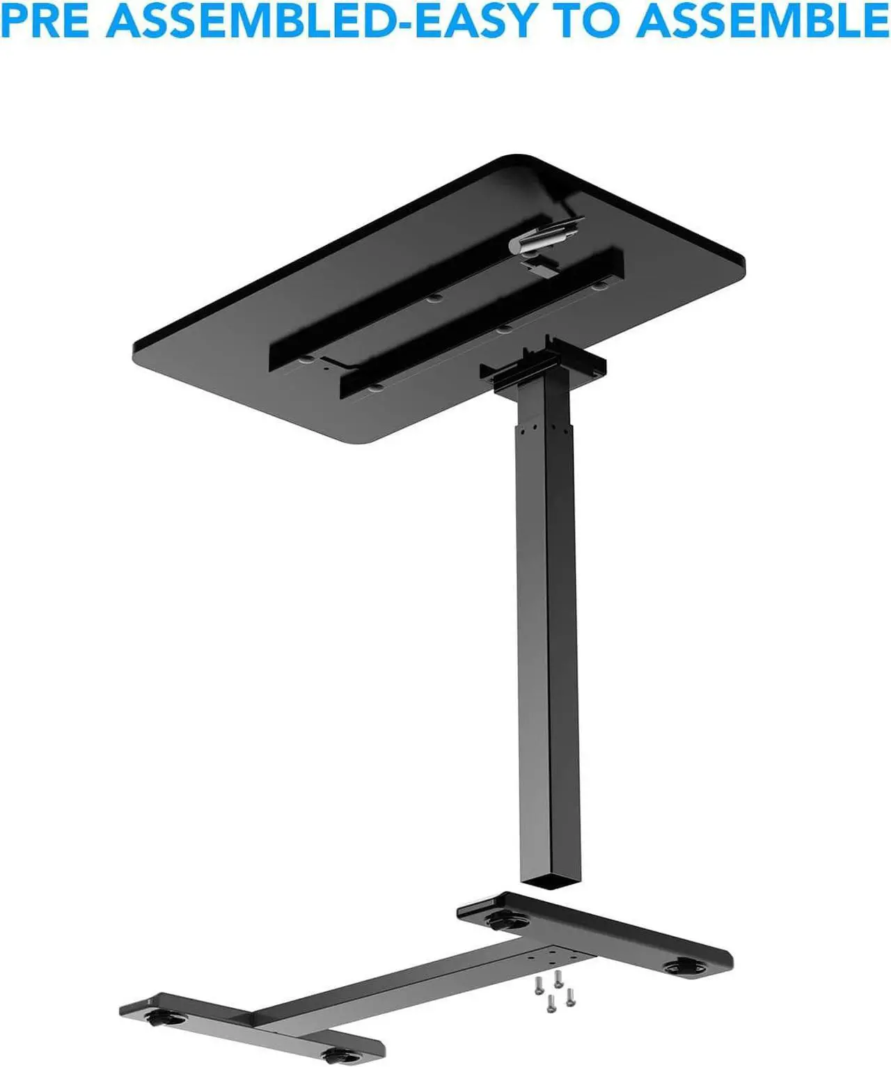 Alt view image 2 of 7 - FLEXISPOT Medical Adjustable Overbed Bedside Table with Wheels Pneumatic Mobile Standing Desk Laptop Desk Rolling Computer Cart Movable Overbed Table Hospital Home Use(27.6" W x 15.7" D, Black Table)