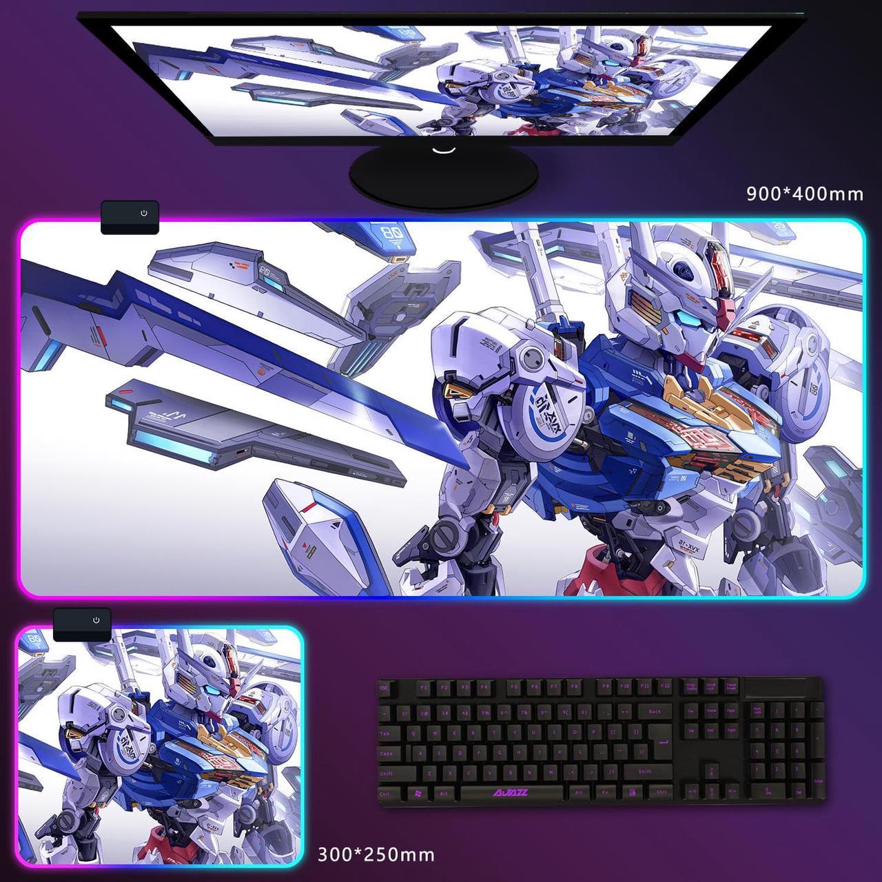 Corn Mouse Pad GunDam RGB Gaming Mice Mat Anti-Slip Natural Rubber Base for Home Office Work 300*250*4mm