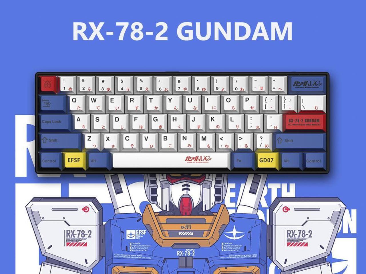 Corn 61-key Gundam RX-78-2 Wired Small Portable Mechanical Keyboard Anti-Ghosting Hot Swap PBT Five-sided Dye Sublimation Animation Joint Custom Keycap Black Switch