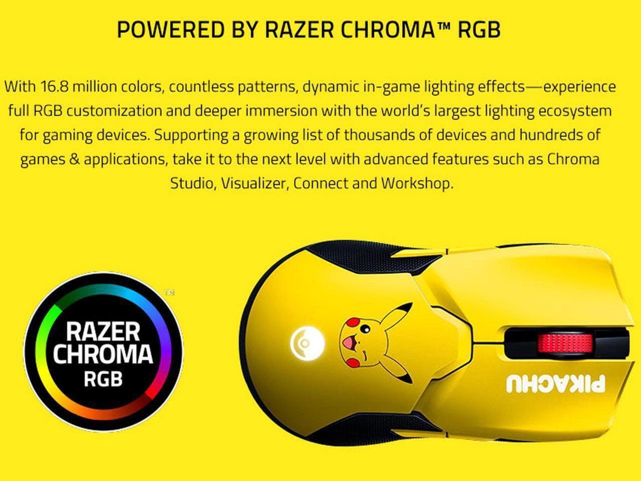 Alt view image 5 of 6 - Razer Viper Ultimate X Pokemon Hyperspeed Lightest Wireless Gaming Mouse & RGB Pikachu Tail Charging Dock: 20K DPI Optical Sensor - Chroma Lighting - 8 Programmable Buttons - 70 Hr Battery
