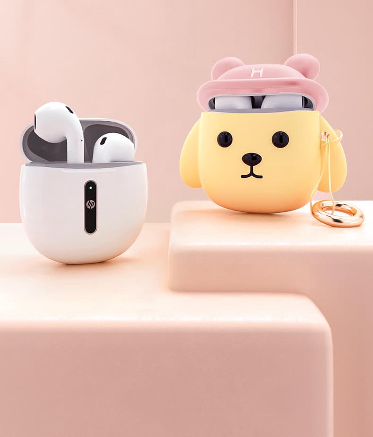 Alt view image 6 of 7 - HP Bluetooth Headset H10H Wireless Cute Earphone New Arrivals Bear Earphones Cover for Couples-Pink