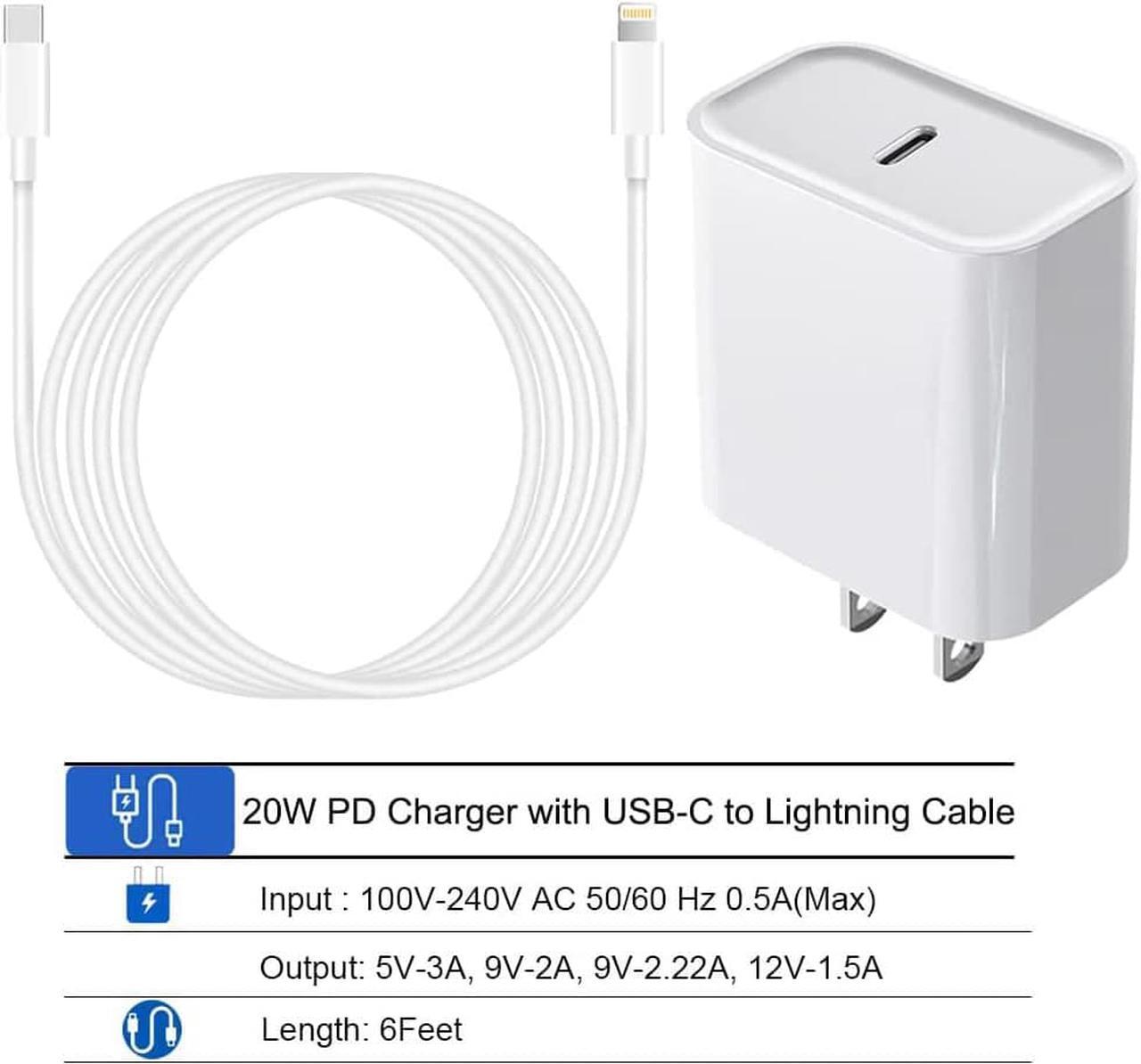 Alt view image 2 of 6 - iPhone Fast Charger, 20W USB C Power Delivery Wall Charger Plug with 6ft Type C to Lightning Cable Quick Charging Data Sync Cord for iPhone14 13 12 11 Pro Max Mini Xs Xr X 8 iPad