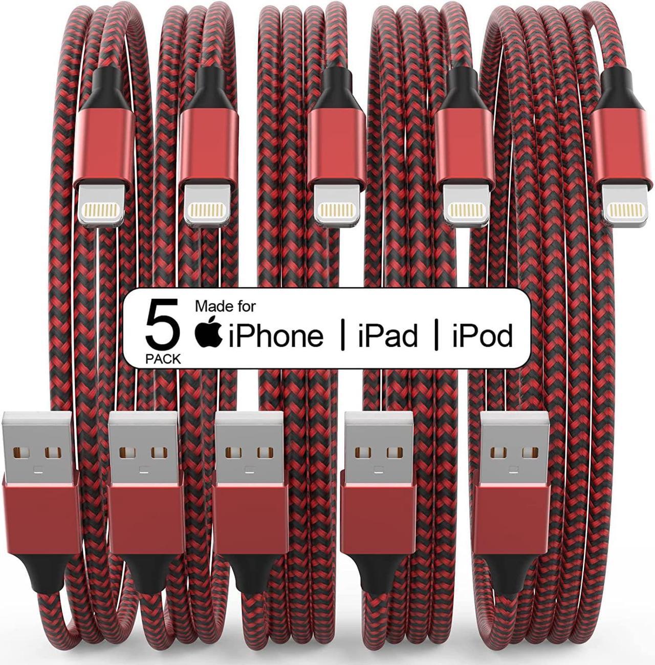 5Pack(3/3/6/6/10 FT)[Apple MFi Certified] iPhone Charger Long Lightning Cable Fast Charging High Speed Data Sync USB Cable Compatible iPhone 14/13/12/11 Pro Max/XS MAX/XR/XS/X/8/7/Plus iPad AirPods