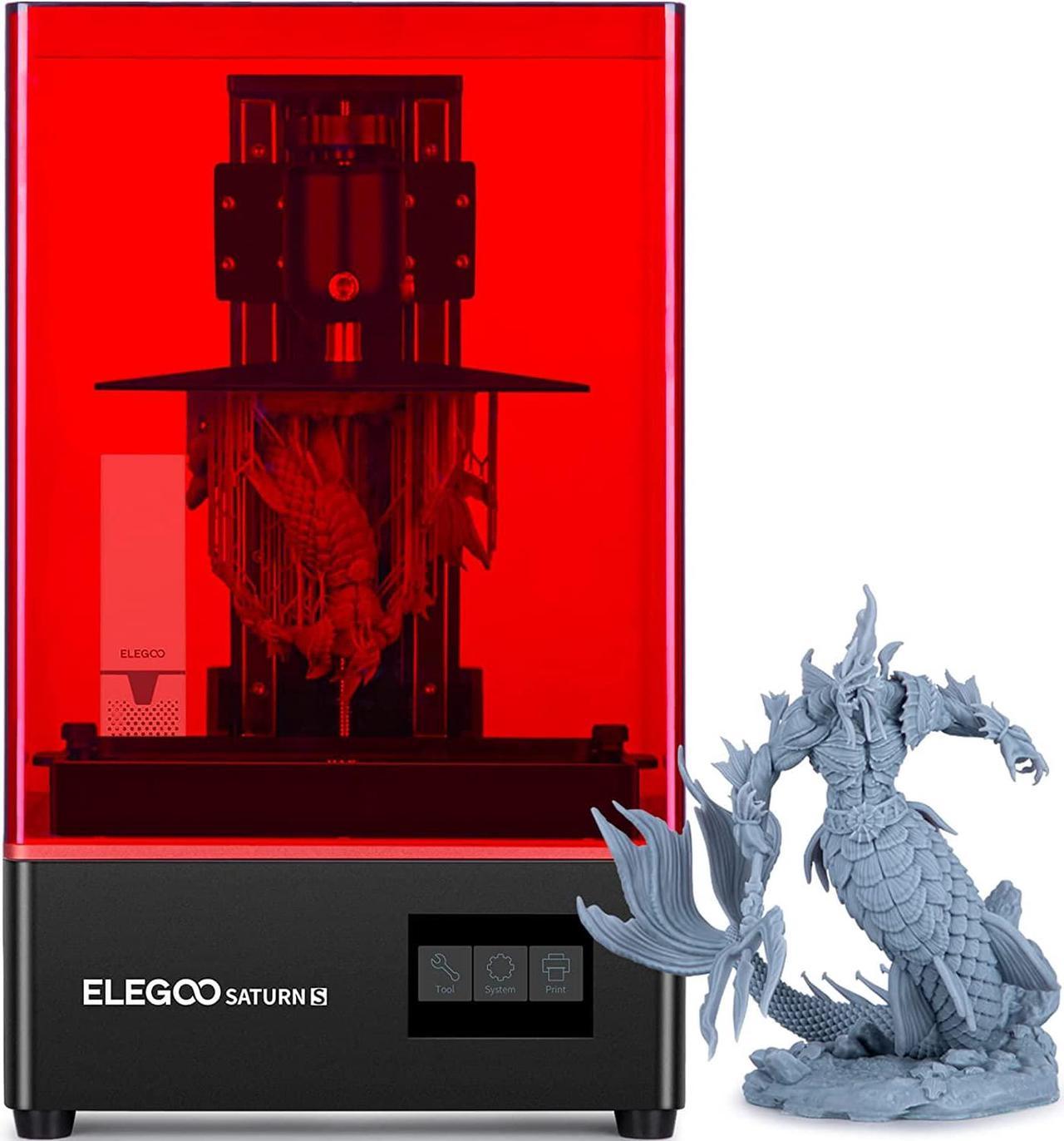 ELEGOO Resin 3D Printer, Saturn S Mono MSLA 3D Printer UV Photocuring Resin LCD 3D Printer with 9.1 inches 4K Monochrome LCD, Off-Line Print, 196 x 122 x 210 mm³ / 7.71 x 4.80 x 8.26 in³ Printing Size