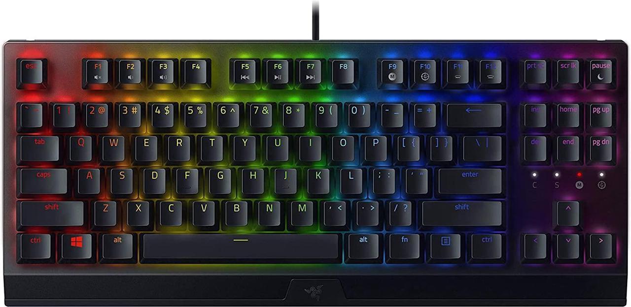 BlackWidow V3 Tenkeyless TKL Mechanical Gaming Keyboard: Green Mechanical Switches - Tactile & Clicky - Chroma RGB Lighting - Compact Form Factor - Programmable Macros