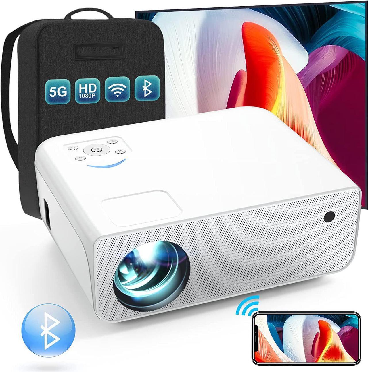 Electric-Focus Projector 5G WiFi and 5.1 Bluetooth 4K-Support:500 ANSI Native 1080P 19000L 450'' Outdoor Portable Projector, ±50°4P/4D Keystone&50% Zoom, Full Sealed Optical Home Projector