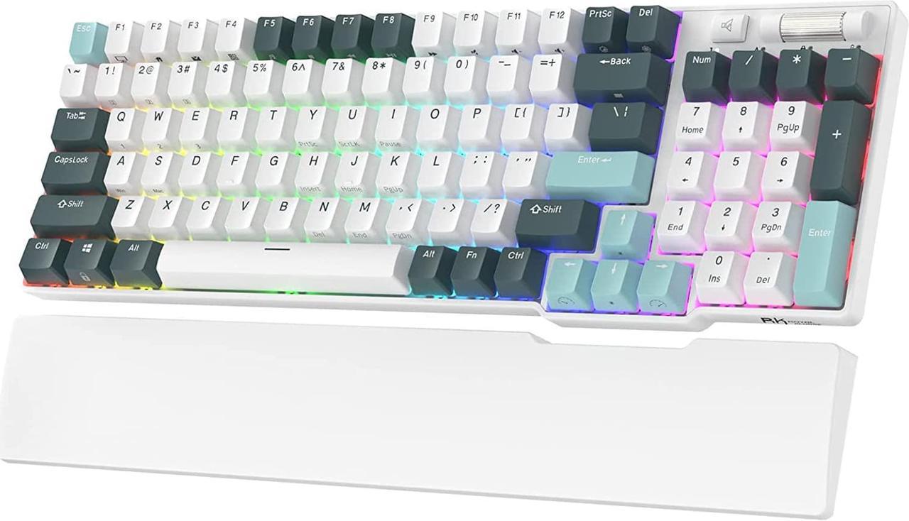 RK96 RGB Limited Ed, 90% 96 Keys Wireless Triple Mode Bluetooth 5.0/2.4G/USB-C Hot Swappable Mechanical Keyboard w/Wrist Rest, Software Support & Massive Battery, RK Yellow Switch