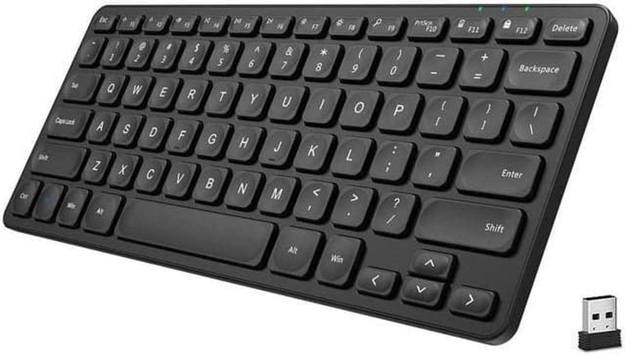 2.4G Wireless Keyboard Ultra Slim and Compact Wireless Keyboard with Media Hotkeys for Computer/Desktop/PC/Laptop/Surface/Smart TV and Windows 10/8/ 7 Built-in Rechargeable Battery