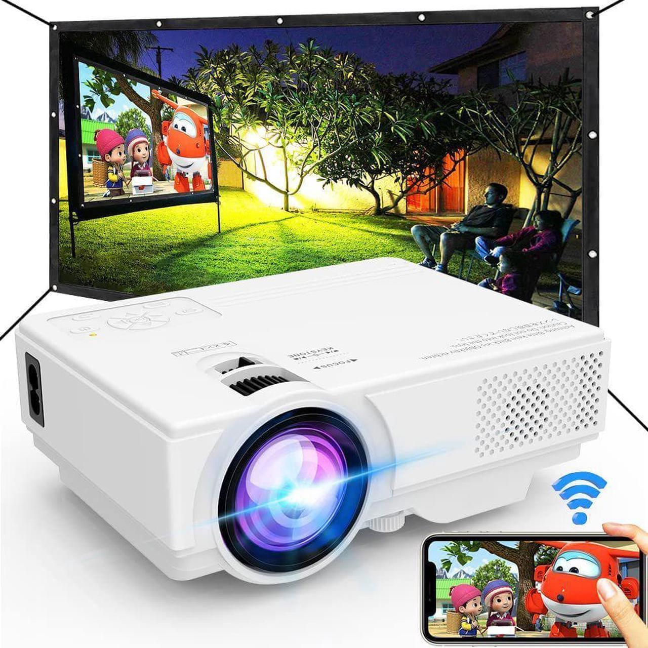 Projector with WiFi, 2023 Upgrade 8500L [100" Projector Screen Included] Projector for Outdoor Movies, Supports 1080P Synchronize Smartphone Screen by WiFi/USB Cable for Home Entertainment