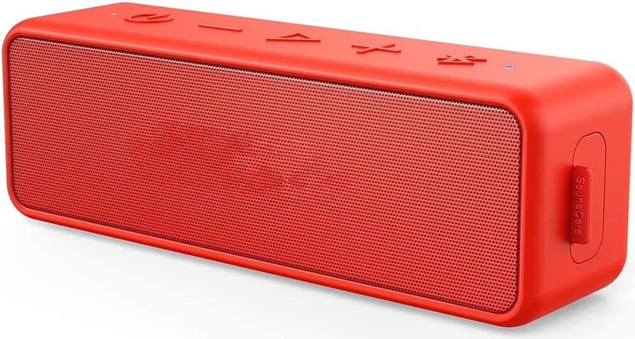 SoundCore 2 Portable Bluetooth Speaker with Better Bass, 24-Hour Playtime, 66ft Bluetooth Range, IPX5 Water Resistance & Built-in Mic, Dual-Driver Wireless Speaker (Red)