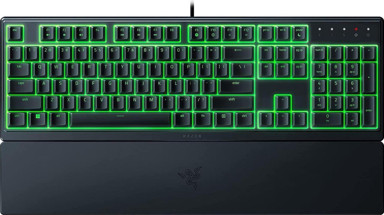 Ornata V3 X Gaming Keyboard: Low-Profile Keys - Silent Membrane Switches - UV-Coated Keycaps - Spill Resistant - Chroma RGB Lighting - Ergonomic Wrist Rest - Classic Black