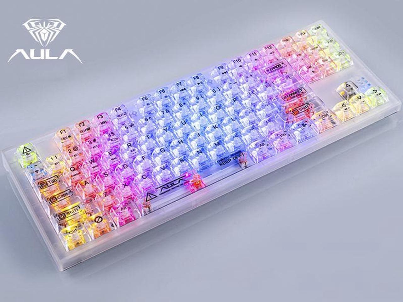 AULA F3032 Wireless Mechanical Keyboard Bluetooth Three-mode Transparent Customized game-specific 87 keys RGB Backlit Hot Swap