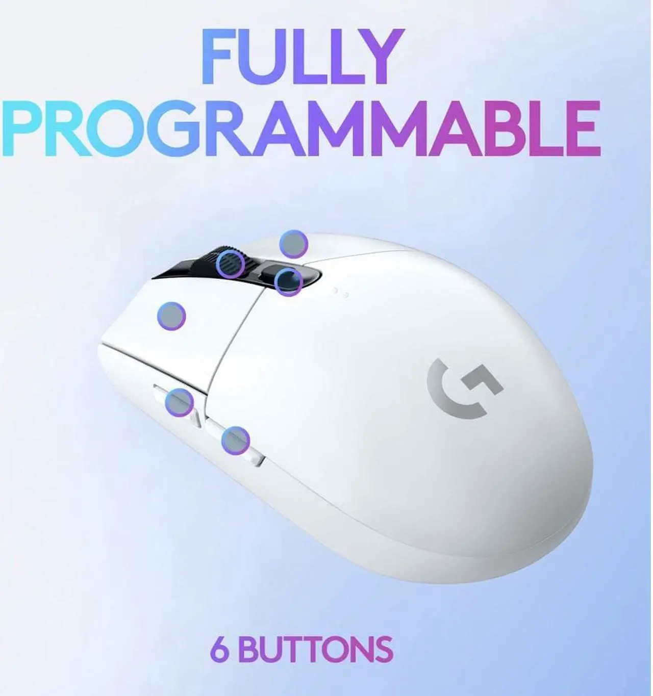Alt view image 3 of 5 - Logitech G304 Lightspeed Wireless Gaming Mouse 6 Programmable Keys 12000DPI Support USB Interface Windows/Mac OS- White