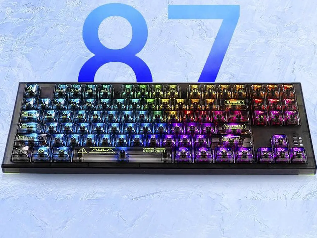Main image of AULA F3032 Wireless Mechanical Keyboard Bluetooth Three-mode Transparent Customized game-specific 87 keys RGB Backlit Hot Swap Ash Wood Switch Transparent Black