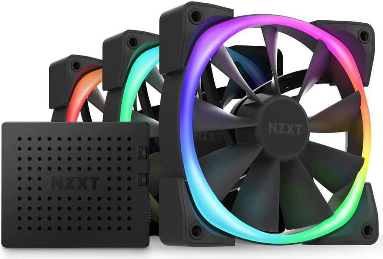 NZXT AER RGB 2 - 120mm - Advanced Lighting Customizations - Winglet Tips - Fluid Dynamic Bearing - LED RGB PWM Case Fan - Triple Fans with Lighting Controller - Black