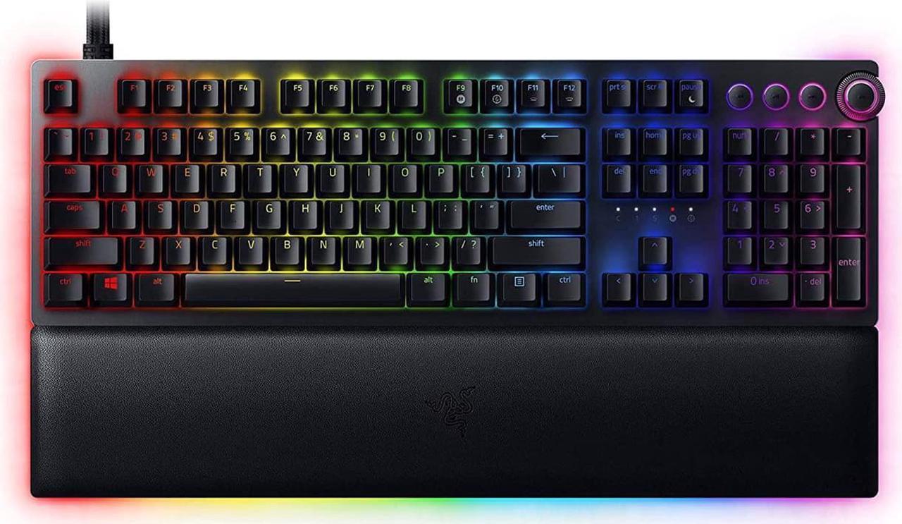 Huntsman V2 Analog Gaming Keyboard: Razer Analog Optical Switches - Chroma RGB Lighting - Magnetic Plush Wrist Rest - Dedicated Media Keys & Dial - Classic Black