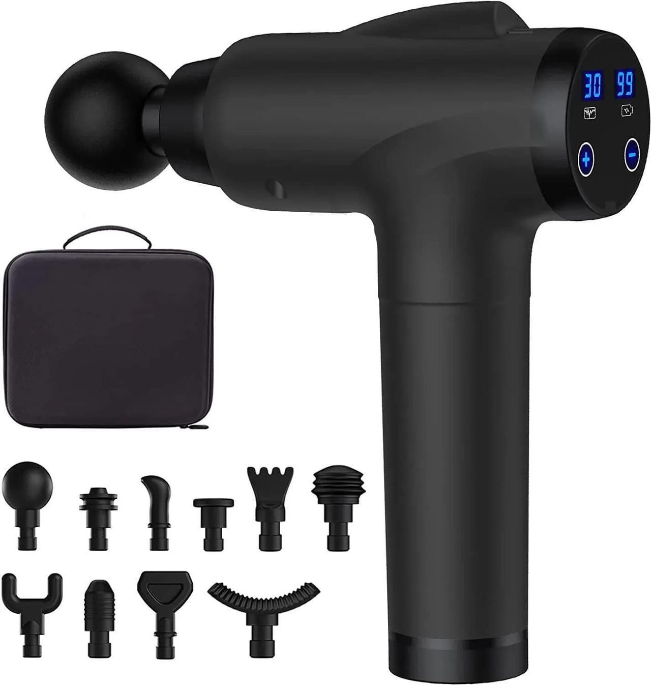 Massage Gun Deep Tissue, Handheld Electric Muscle Massager, High Intensity Percussion Massage Device for Pain Relief with 10 Attachments & 30 Speed(Black)