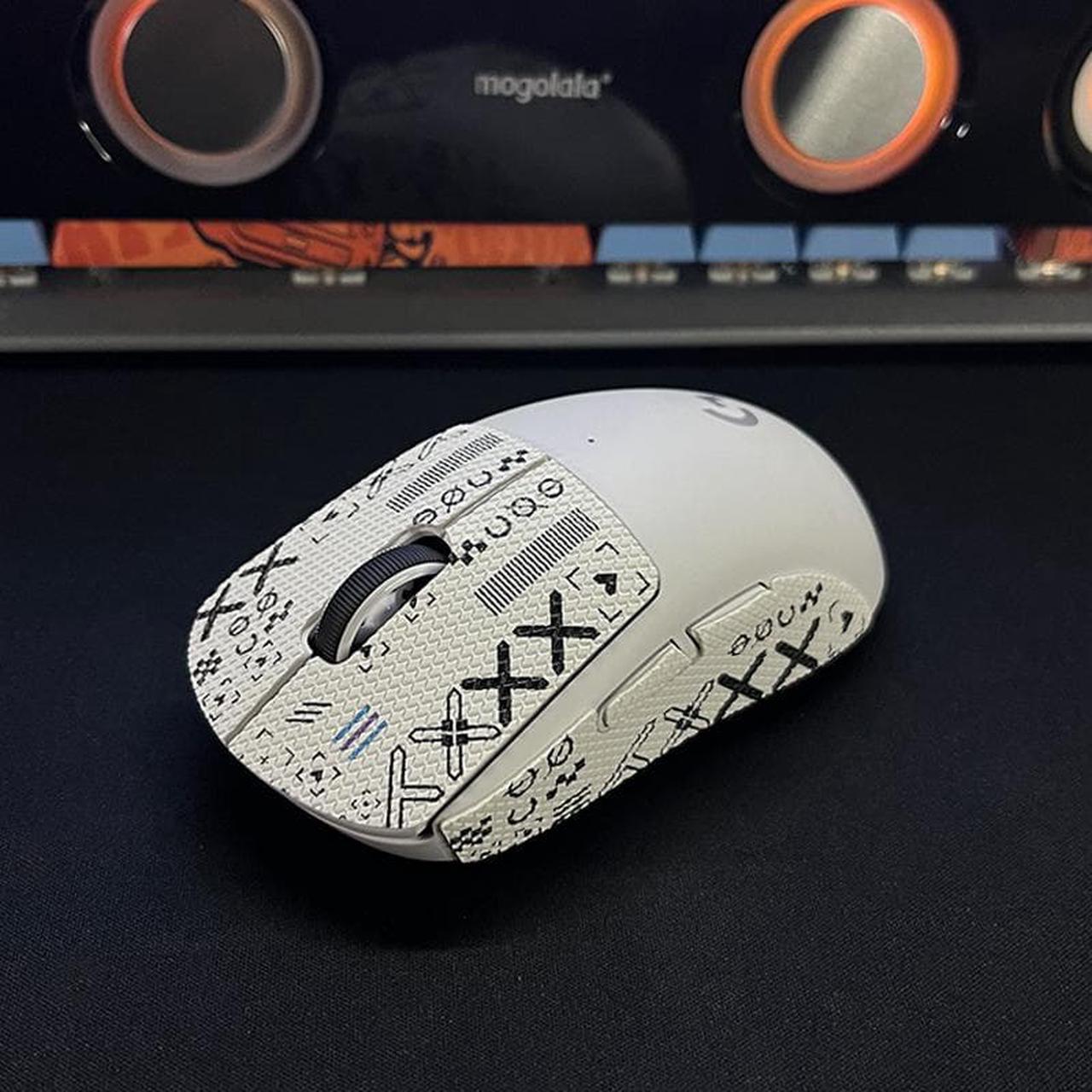 Mouse Sticker Grip Tape for Logitech G 910-005878 G PRO X Superlight Gaming Mouse Anti-slip Mouse Sweat Resistant Pad Tape for Gaming Computer Protect Color:Half (003)-White Printing Collection