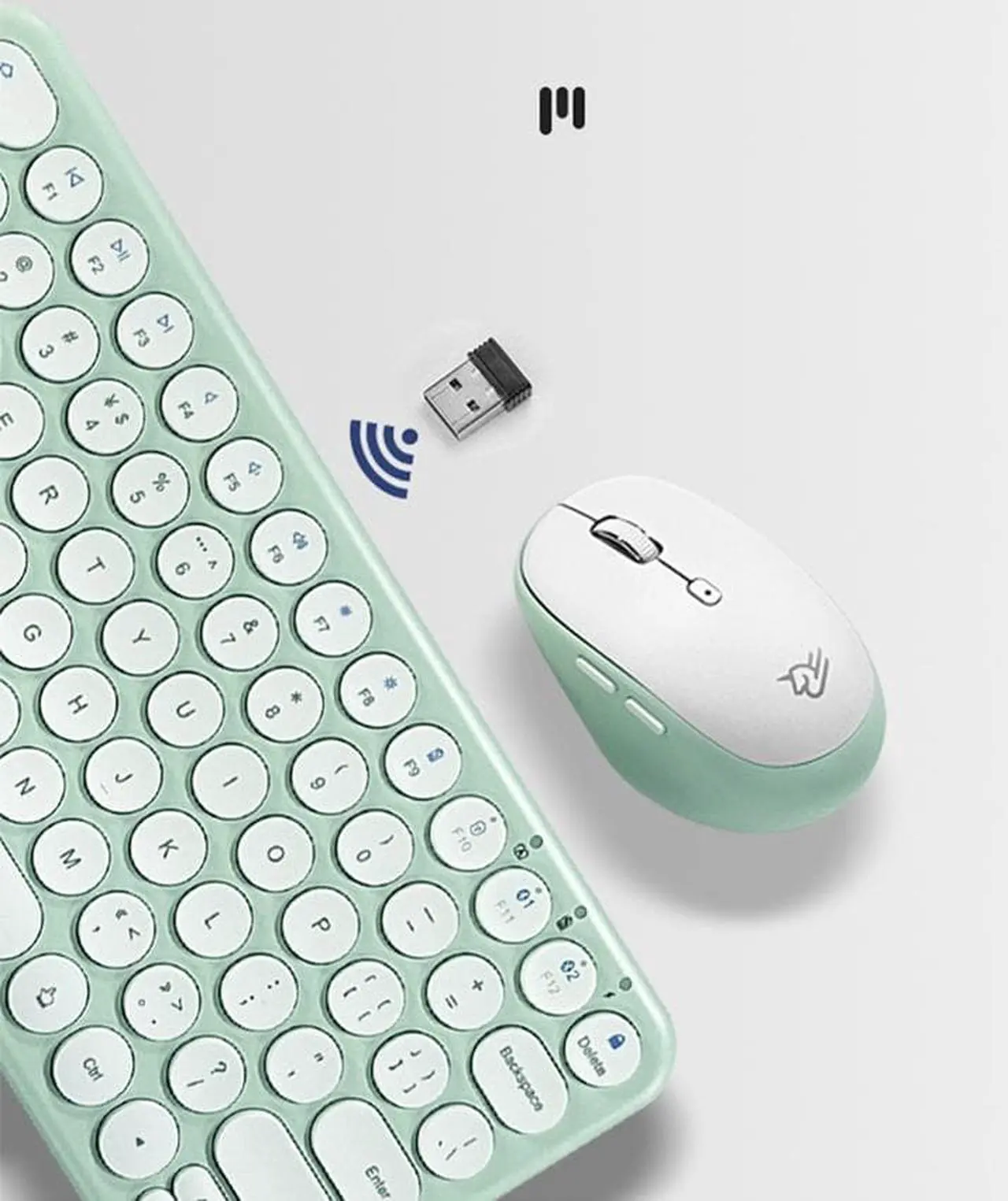 Alt view image 2 of 7 - Wireless Keyboard and Mouse, Jelly Comb Slim Compact Quiet Small Keyboard and Mouse Combo for Windows, Laptop, PC, Notebook-White and Mint Green