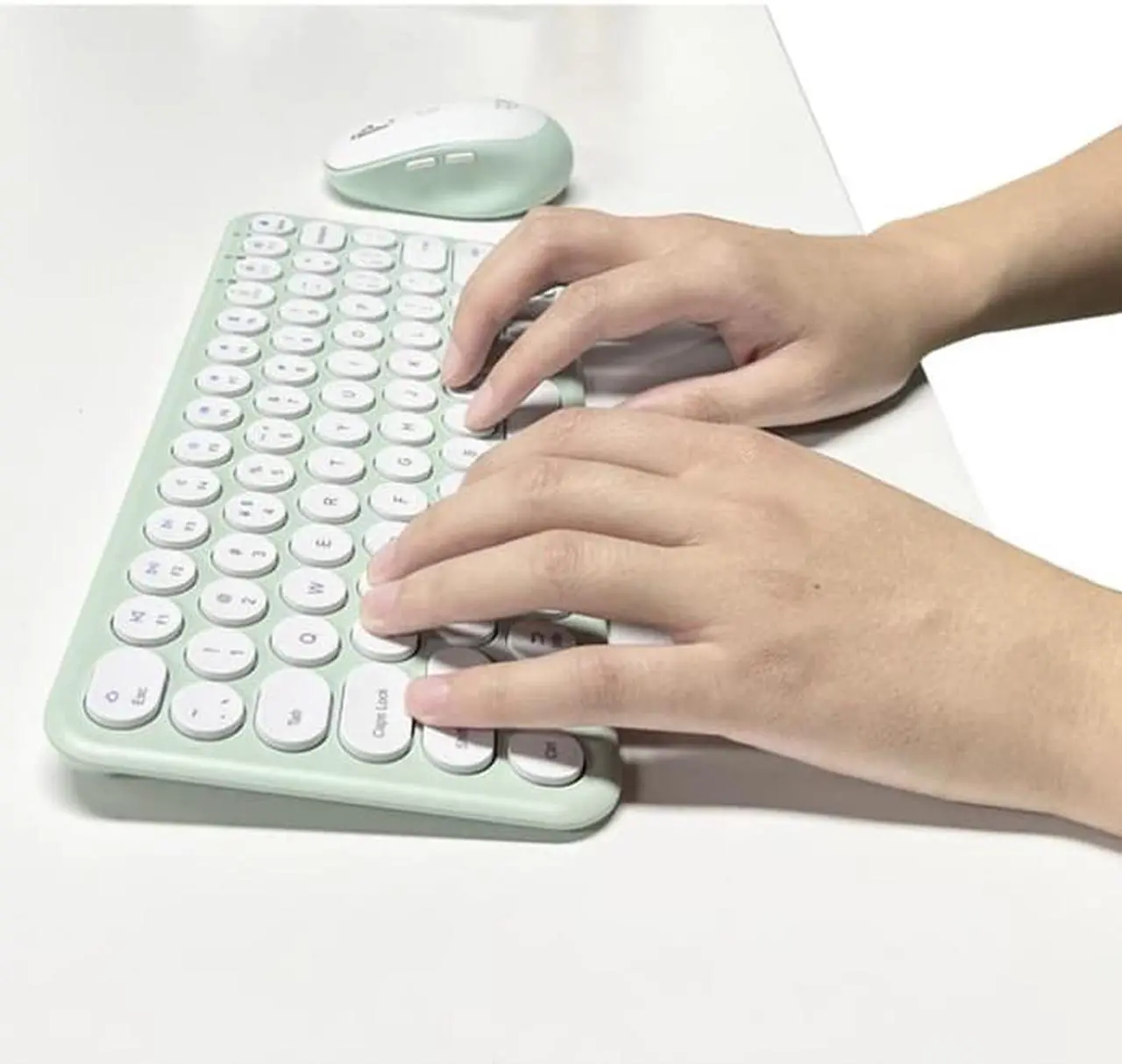 Alt view image 4 of 7 - Wireless Keyboard and Mouse, Jelly Comb Slim Compact Quiet Small Keyboard and Mouse Combo for Windows, Laptop, PC, Notebook-White and Mint Green