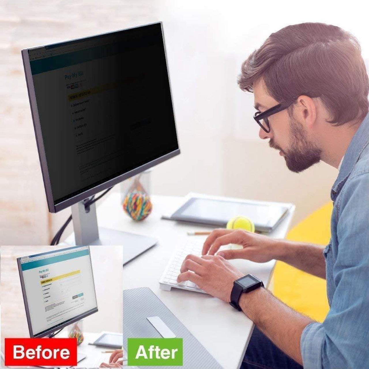 Alt view image 3 of 6 - Computer Privacy Screen Protector Filter 18.5 inches for Widescreen Computer Monitor  Date Protection for Desktop Laptop Security  Anti-Glare, Anti-Scratch, Blocks 96% UV 16:9 Aspect Ratio