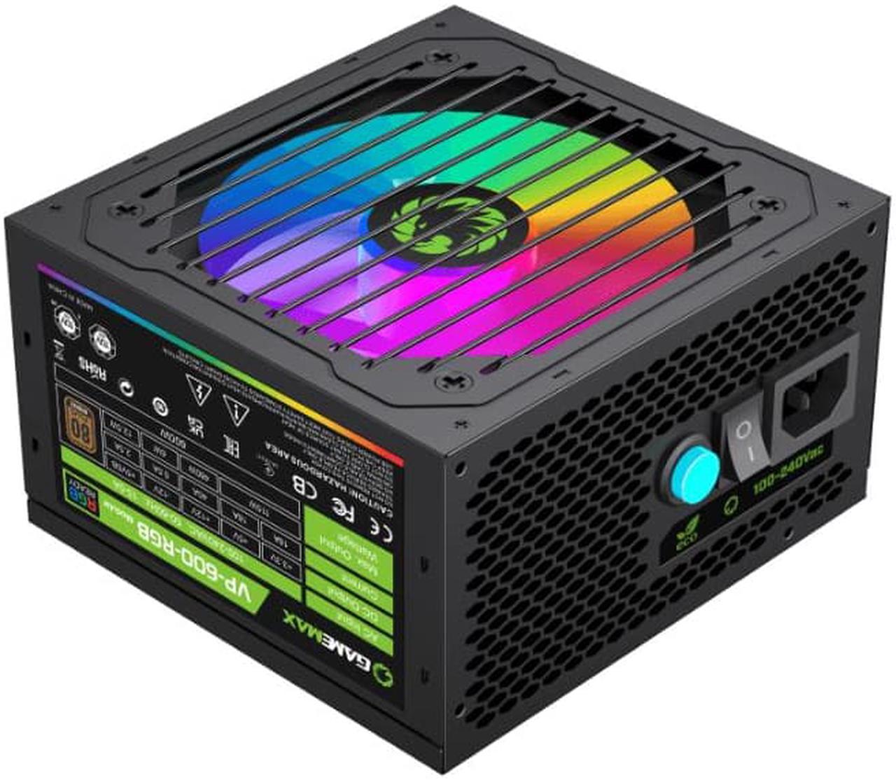 GAMEMAX VP-600-RGB-M 600W Semi Modular Power Supply ,120 mm Fan ,80+ Bronze