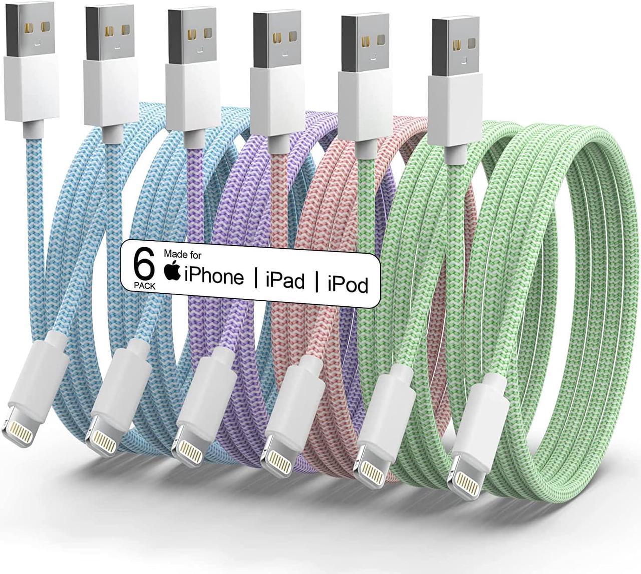 iPhone Charger [Apple MFi Certified] 6Pack 3/3/6/6/6/9 FT Long Lightning Cable Fast USB Charging High Speed Data Cord Compatible iPhone 14 13 12 11 Pro Max XR XS X 8 7 6 Plus SE - Pastel Cute Colors