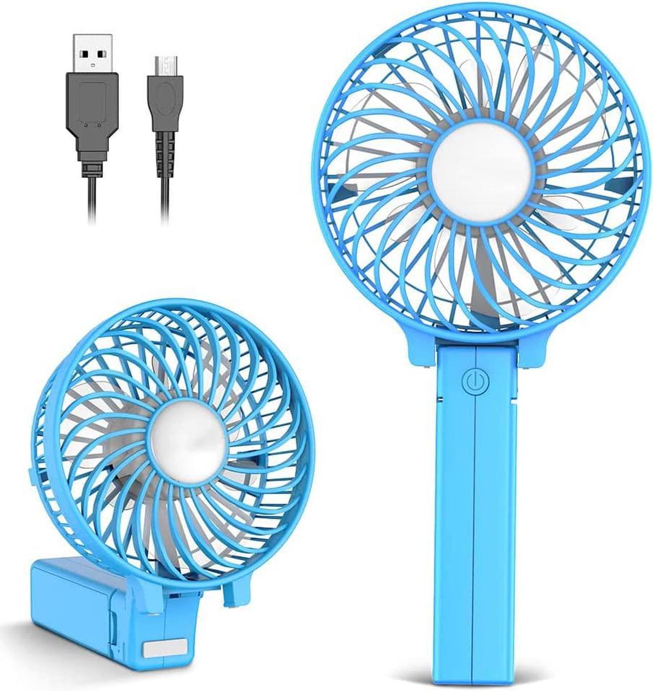 CORN Mini Handheld Fan, USB Desk Fan, Small Personal Portable Table Fan with USB Rechargeable Battery Operated Cooling Folding Electric Fan for Travel Office Room Household Blue